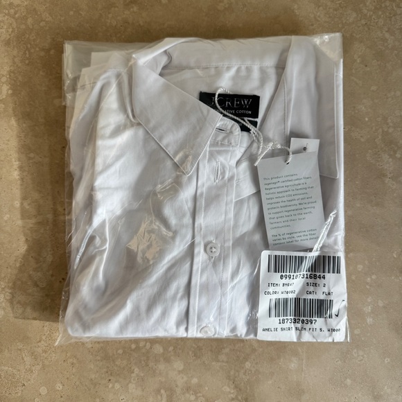 J Crew White Wren Slim Shirt Stretch Cotton Poplin Button Up Collar Women Size 2 - Picture 15 of 15